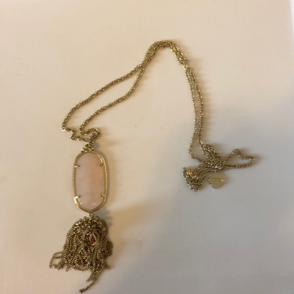 Kendra Scott pink stone and fringe necklace